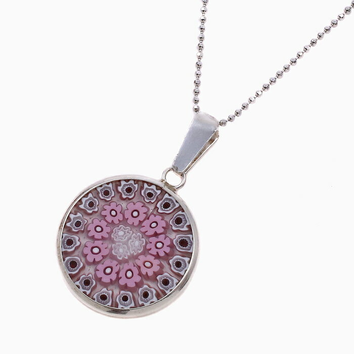 ベネチアンガラス ベネチアングラス ガラス Glass VENETIAN イタリア製 ITALY ペンダント ネックレス アクセサリー アイテム プレゼント 記念日 誕生日 ミレフィオリ 手作り ハンドメイド 女性 レディース シルバー925 SV925 SILVER ピンク マルチ クリックポスト便対応