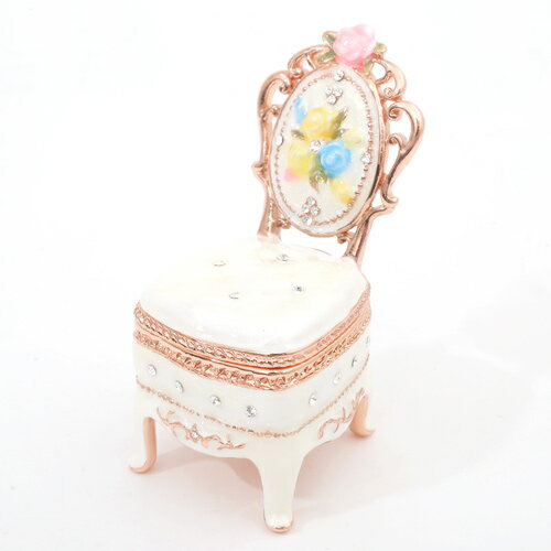 ジュエリーケース ジュエリーボックス 宝石箱宝箱 亜鉛合金 合金 クリスタスガラス 箱付き 花 白 ホワ..