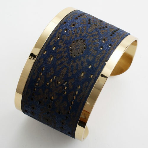 ◇NEW◇【送料無料】【イタリア製/arron(アーロン)】真鍮/真ちゅう 本革/レザー バングル/ブレスレット/レディースハンドクラフト/手作り ネイビーブル...