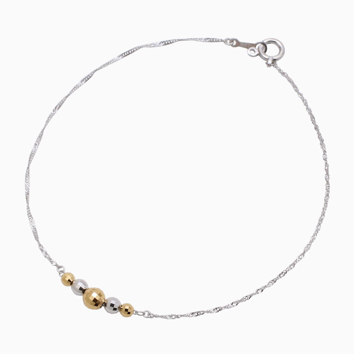 Rakuten - プラチナ Platinum Pt850 18金 K18 コンビ コンビブレスレット ブレスレット アクセサリー レディースブレスレット ミラクルカット・ミラーボール スクリューチェーン プレゼント 贈り物 記念日 誕生日 お祝い ギフト 18cm