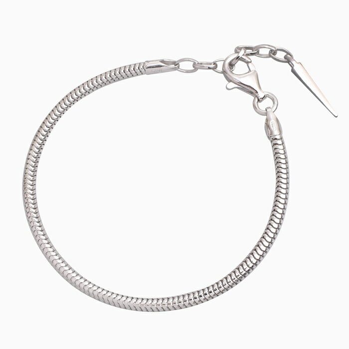 Rakuten - 【DIBI】イタリア製 SV925 Silver シルバー ロジウムメッキ仕上げ ブレスレット ジュエリー アクセサリー スネーク チェーン しなやか シンプル 上品 男女兼用 レディース メンズ 記念日 誕生日 お祝い ギフト プレゼント 長さ調節可能 アジャスター付き クリックポスト対応
