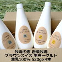 【母の日】牧場の恵 岩瀬牧場生ヨーグルト ブラウンスイスヨーグルト 520g×4本 (無糖×2・加糖×2) 生乳100% HACCP クール便 福島県 冷凍 熨...