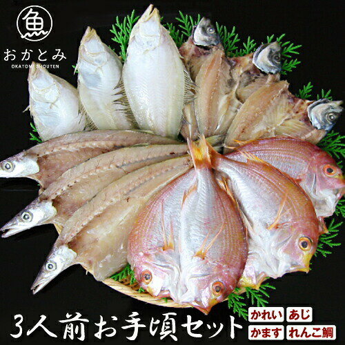 お取り寄せ 地魚干物 3人前お手頃セット《あじ・かれい・かます・れんこ鯛》 無添加 干物セット 干物 ひもの 一夜干し 国産 岡富商店 島根産 産地直送 産直 日本海 山陰 贈答 詰め合わせ ギフト 海鮮ギフト 内祝いのサムネイル