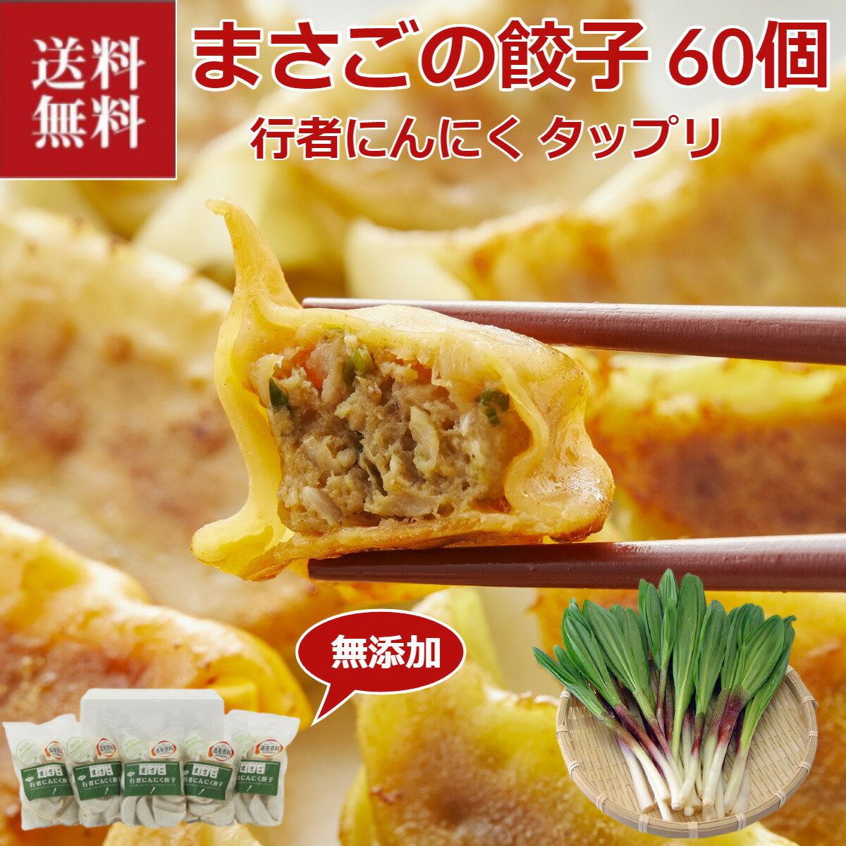 ＼父の日／送料無料 餃子 お取り寄せ 無添加「行者にんにく餃子」（20g×12個）×5袋 北海道 まさご ぎょうざ クール便 プレゼント 通販 美味しい 食品 お祝い 詰め合わせ グルメ 人気 箱入り ギフト 内祝い