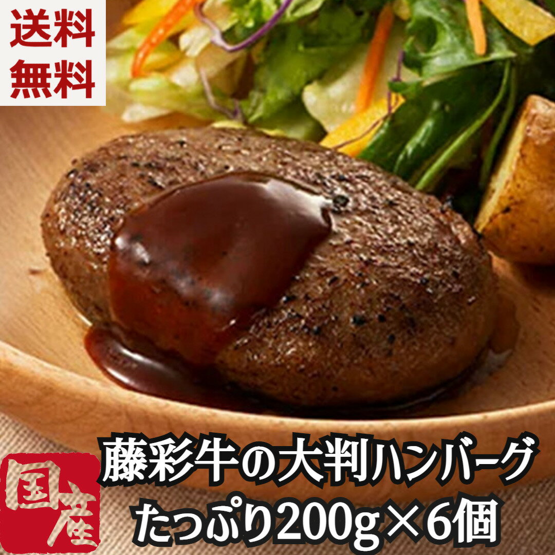 送料無料 お取り寄せ【 藤彩牛 大判ハンバーグハンバーグ 200g×6個 1.2k セット】 藤彩 牛肉 大判 冷凍 誕生日 返礼品 ギフト プレゼント 贈り物 贈答 内祝い