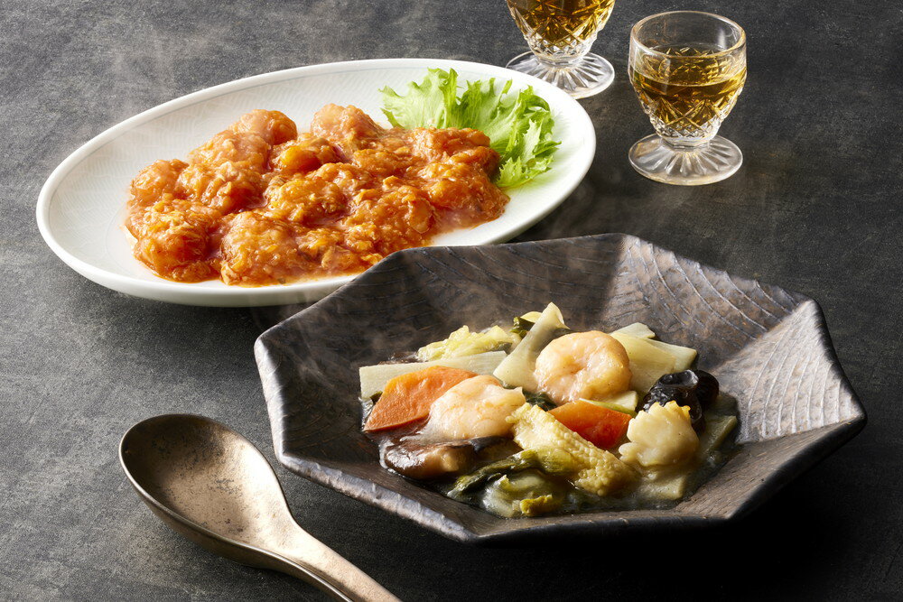 「菰田欣也」監修 本格中華2種セット ずわい蟹入りエビチリソース130g×2、彩り八宝菜150g×3 プレゼント ギフト 贈り物 贈答 記念日 人気 熨斗対応 名入れ 送料無料 産地直送