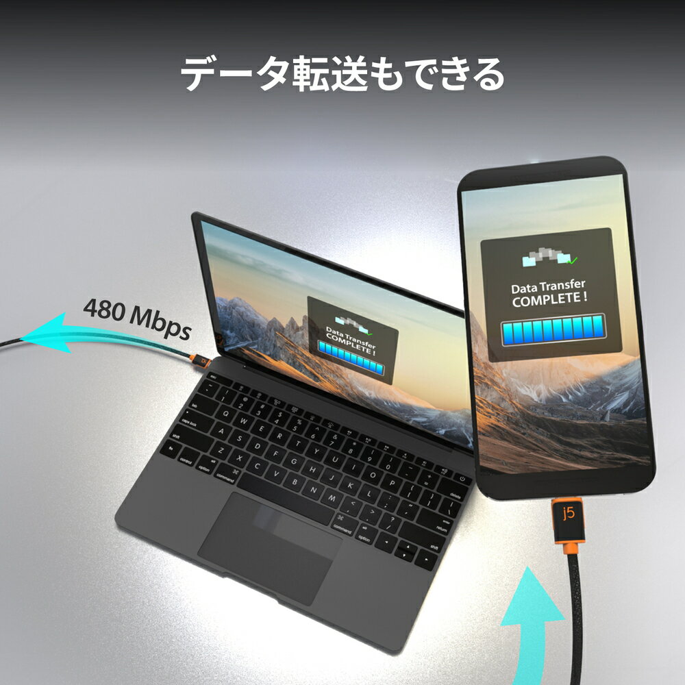 j5createUSB-CtoUSB-C�̿����ť����֥�1.8m����3A�����б� PD60W USB2.0 480mbps�ǡ���ž�� ���ѵ������ط������ͥ����� ���ޤ�ˤ�������Թ��ߥ����֥� ���ޥ� ���֥�å� �Ρ���PC�б� iPad/iPad mini/iPad Air/iPad pro/Xperia/Pixel/AQUOS/Reno 7/Galaxy�б� JUCX24-EJ