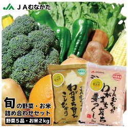 【送料無料】旬の野菜とお米（2kg）の詰め合わせセット５品／直売所直送／ＪＡむなかた