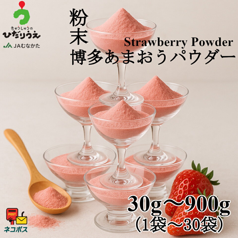 【送料無料】博多あまおうパウダー【30g～900g】(1袋～30袋）お菓子用 いちご 苺 ストロベリー 福岡県産 国産 JAむなかた お菓子作り ソース ジャム 博多あまおう100％使用 砂糖不使用 粉末