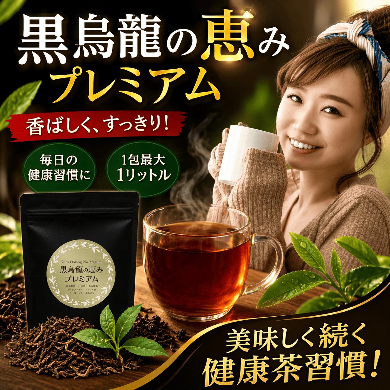 黒ウーロン茶 健康茶 プーアル茶 ティーパック ダイエット茶 ダイエットティー 黒烏龍茶 黒烏龍の恵みプレミアム ペットボトル 60本分 添加物 不使用 7種茶葉 黒烏龍茶 ティーバッグ ブレンド茶