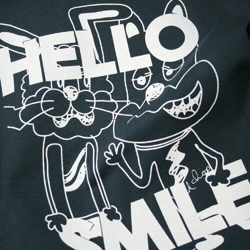 Hello Smile / 半袖 Tシャツ メンズ レディース トップス ファッション 綿 限定 ポップ オリジナル デザイン イラスト ロゴ ロック スカル キャラクター 音楽 パロディ シンプル キャンプ メッセージ おもしろ ペア シンプル 服 春 夏 定番 送料無料【cloth】MILDCHOP jacajaca-10000683 HUKURO サンプル画像3