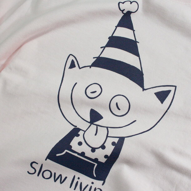 Slow Living / 半袖 Tシャツ メンズ レディース トップス ファッション 綿 限定 ポップ オリジナル デザイン イラスト ロゴ ロック スカル キャラクター 音楽 パロディ シンプル キャンプ メッセージ おもしろ ペア シンプル 服 春 夏 定番 送料無料【cloth】MILDCHOP jacajaca-10000810 HUKURO サンプル画像3