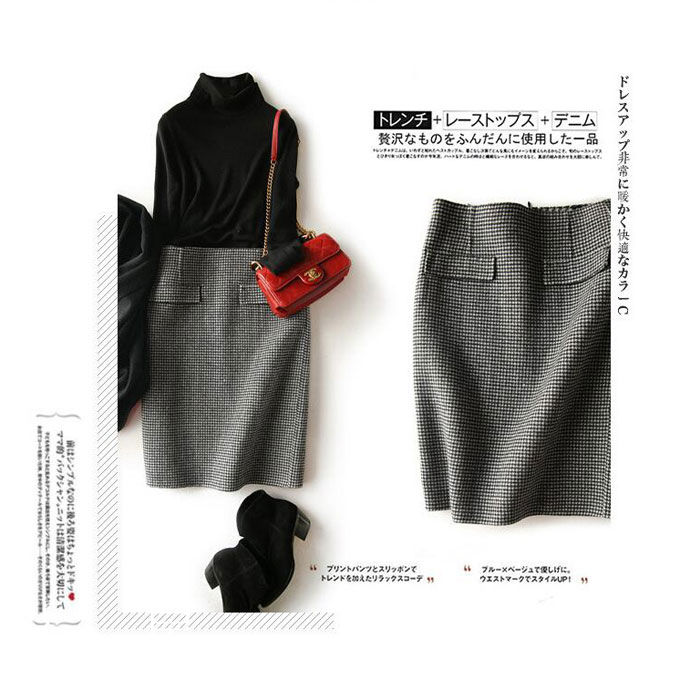 即納 タイトスカート レディース スカート ペンシルスカート ひざ丈スカート メルトン 起毛素材 ツイード 美シルエット 千鳥柄 ボトムス スリット オフィス フォーマル 入学式 お受験 卒園式 卒業式 大人 秋 冬 送料無料 - Image 2