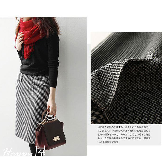 即納 タイトスカート レディース スカート ペンシルスカート ひざ丈スカート メルトン 起毛素材 ツイード 美シルエット 千鳥柄 ボトムス スリット オフィス フォーマル 入学式 お受験 卒園式 卒業式 大人 秋 冬 送料無料 - Image 3