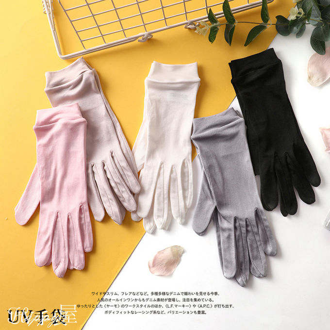 絲 - 紫外線対策手袋 手袋 女性用 通学 通勤 自転車 シルク100% 日焼け止め UVケア 通気性 薄手 日焼け対策 清涼感 UVカット レディース 夏用 誕生日 プレゼント