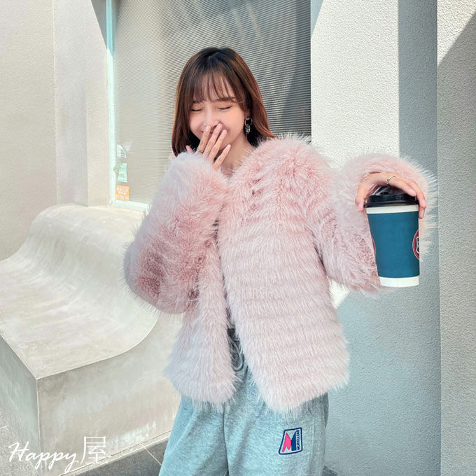 ファーコート レディース 毛皮コート ショート丈 コート フォックス風 フェイクファー ふわふわ おしゃれ キレイめ 上着 暖かい 防寒 アウター 冬新作 送料無料