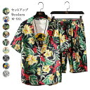 セットアップ 上下セット アロハシャツ ショートパンツ メンズ 半袖 シャツ 花柄 総柄シャツ 開襟シャツ 海 ビーチ プール トップス 大きいサイズ 春夏新作...