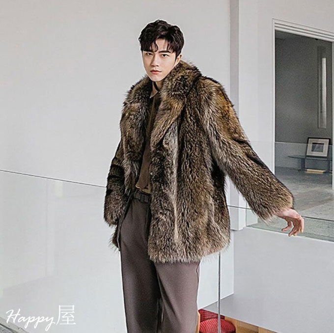 ファーコート メンズ 毛皮コート ミディアム丈 コート ミンク フェイクファー アウター 高級素材 厚手 防寒 もこもこ おしゃれ 保温性抜群 冬新作 送料無料