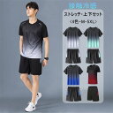 【送料無料】セットアップ メンズ おしゃれ 2点セット 上下セット 接触冷感 ゴルフ Tシャツ 半袖 半袖Tシャツ トップス ゴルフパンツ ショートパンツ ハー...