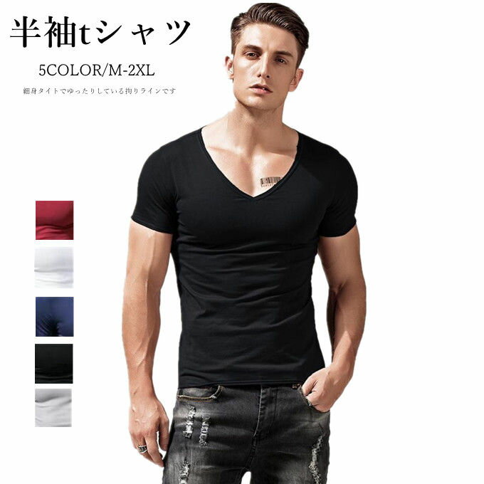 Plain - tシャツ メンズ 半袖tシャツ 無地 シンプル vネック インナー 大きいサイズ トップス おしゃれ 男性用 細身タイト 肌着 ストレッチ 大人カジュアル トレーニング ビッグシルエット トレーニング 筋トレ 夏物 送料無料