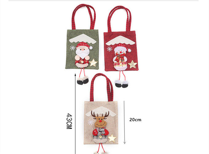 HAPPY屋のエコバッグ サンタグッズ クリスマスグッズ キャンディーバッグ 雑貨 クリスマスツリー飾り ホームパーティー リネン お菓子入れ お菓子バッグ 袋 バッグ サンタクロース イベント サンタ Candybags プレゼント｜アングル3
