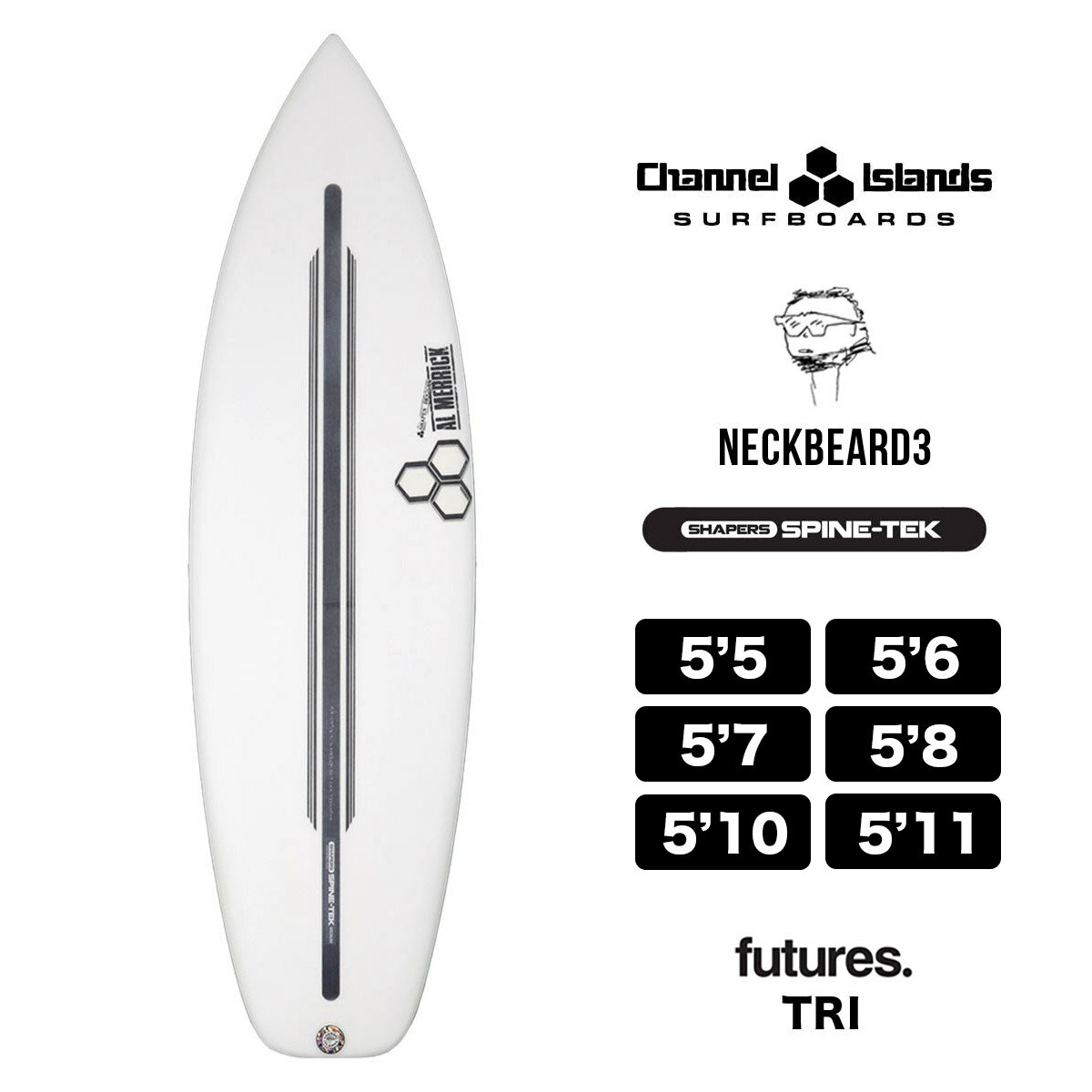 channel islands サーフボード ショートボード 5.10 ネックベアード3【JACKモデル】Channel Islands NeckBeard3 futures. 5'10 サーフィン チャネルアイランズ スパインテック スカッシュ トライ