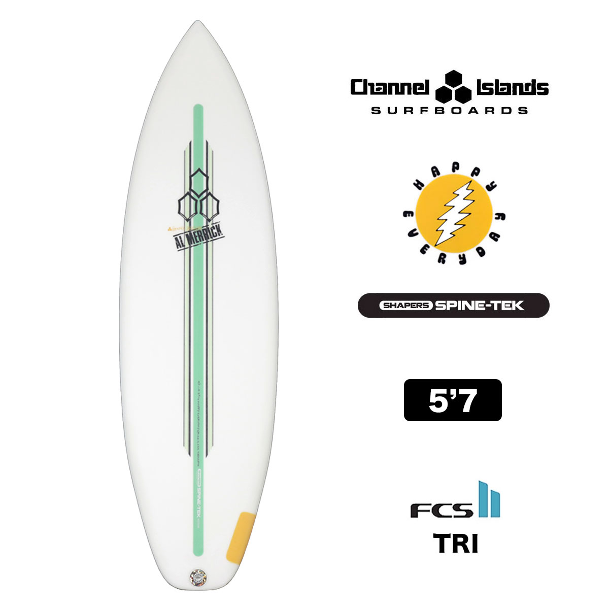 channel islands サーフボード ショートボード 5.7 トライフィン surfboard Channel Islands HAPPY EVERYDAY Green ハッピーエブリィデイー グリーン アルメリック 5'7 FCS2 サーフィン チャネルアイランズ TRI 即納