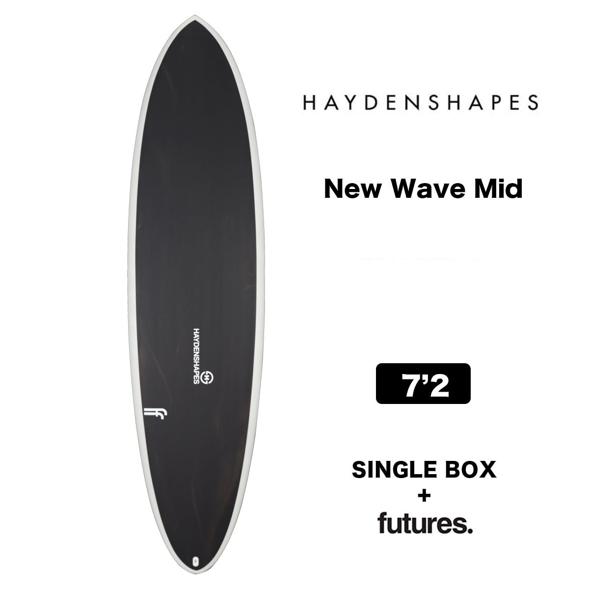 HAYDENSHAPES NEW WAVE MID 7.2 ヘイデン シェイプス ニュー ウェーブ ミッド 7'2 サーフボード ファンボード 2+1 サーフィン ブラック2023