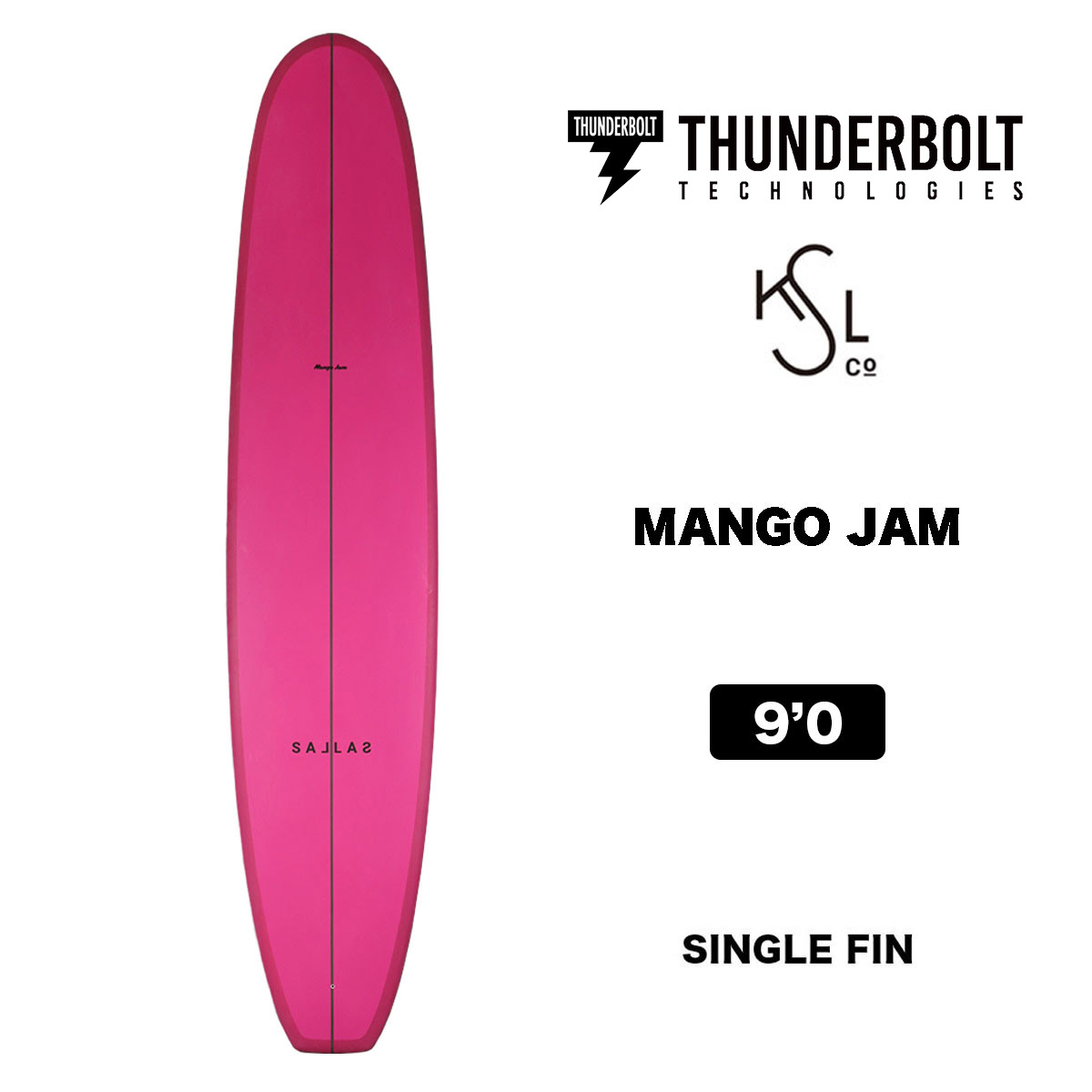 THUNDERBOLT TECHNOLOGIES KAI SALLAS MANGO JAM MAGENTA サンダーボルトテクノロジー カイサラス マンゴージャム 9.0 マゼンタ シングルフィン ロングボード サーフボード サーフィン
