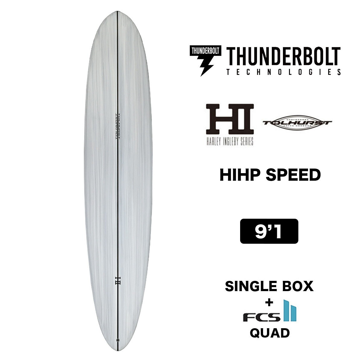 サンダーボルト ロングボード サーフボード シングルフィン 9'1 シングル クワッド FCS2 THUNDERBOLT HARLEY INGLEBY 9.1 SHAPERS by Billy Tolhust