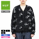 【SALE 30％OFF】 HUF ハフ カーディガン メンズ レディース フェイクモヘア セーター 羽織 ジャカード 総柄 ブラック スケーター 人気 ブランド CRACKED CARDIGAN【KN00412】