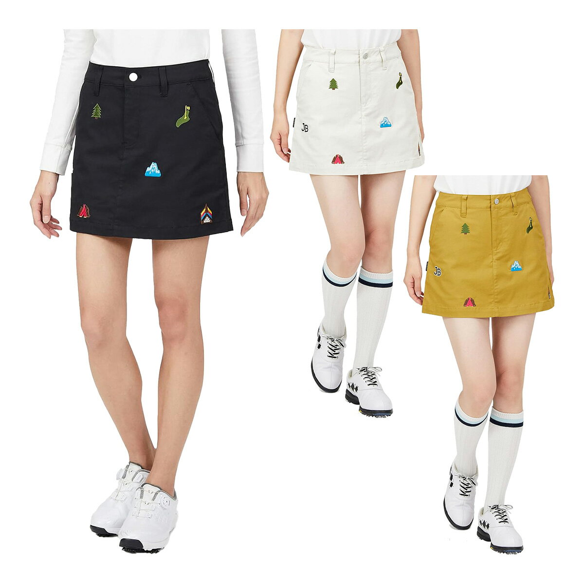 【レディース】ジャックバニー スカート T／Cツイル 総柄刺繍 263-2234820 一体型インナーパンツ付き 2022年モデル ゴルフウェア ボトムス Jack Bunny!! ジャックバニー!! 女性用