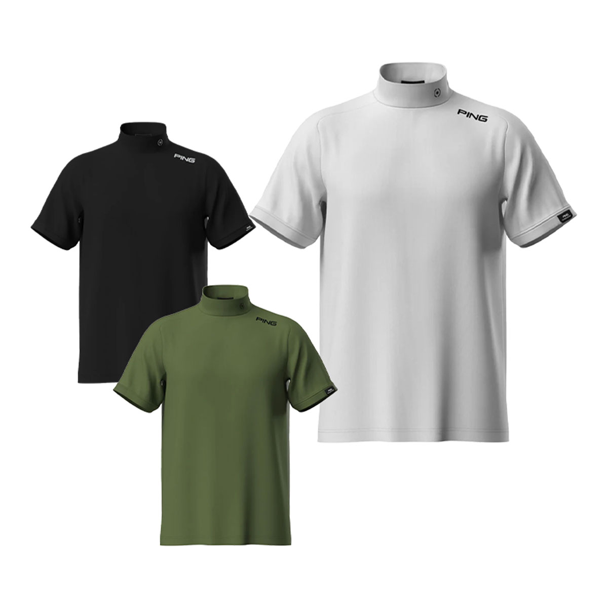 ピン ゴルフ メッシュパネル ジャガード 半袖 ハイネックカットソー 621-5167201 ゴルフウェア トップス 2025年春夏モデル PING GOLF