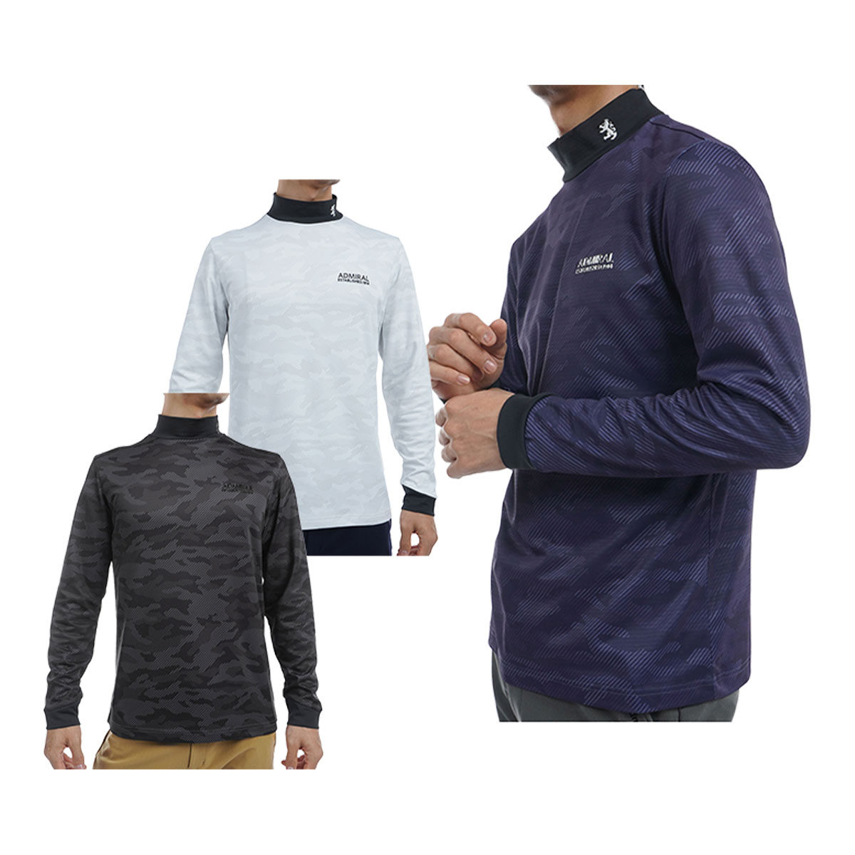 アドミラル ゴルフ 裏起毛 カモフラプリント ハイネックシャツ ADMA483 ゴルフウェア トップス 2024年..