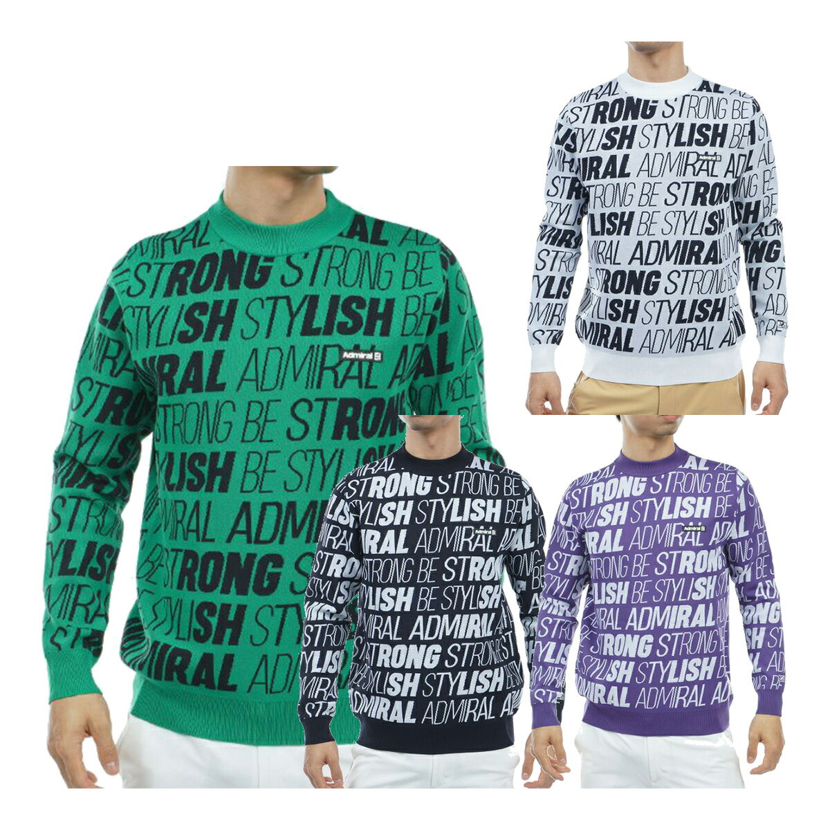 アドミラル ゴルフ 長袖 クルーネックセーター ランニングロゴジャガード メンズ ADMA362 ニット トッ..