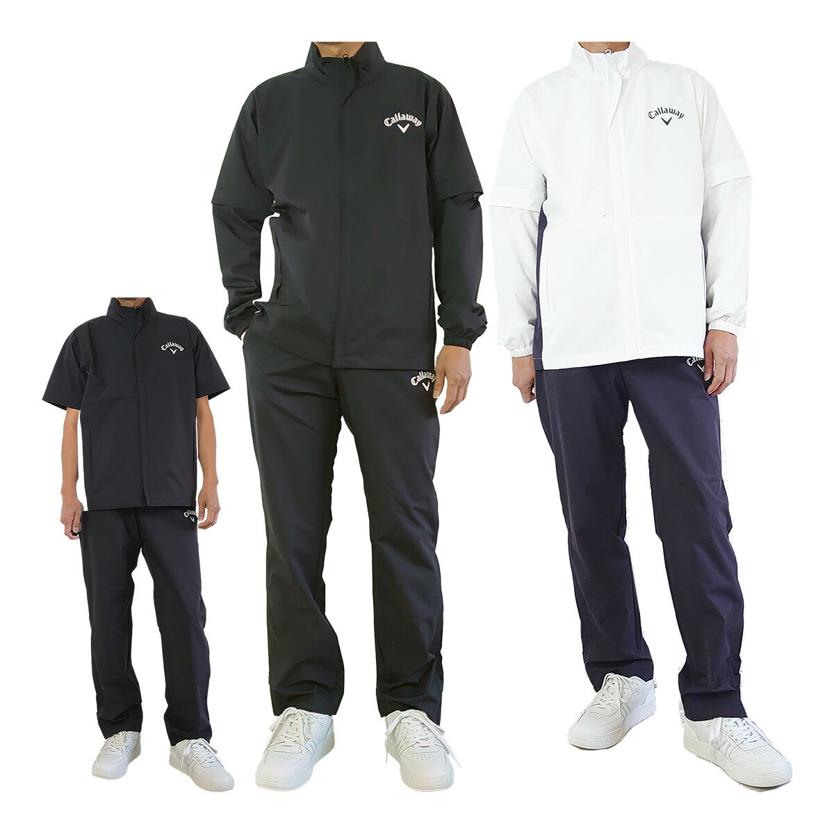 キャロウェイ ゴルフ レインウェア上下セット(ブルゾン パンツ) 2way 長袖 半袖 メンズ C25989100 セットアップ 2025年春夏モデル Call...