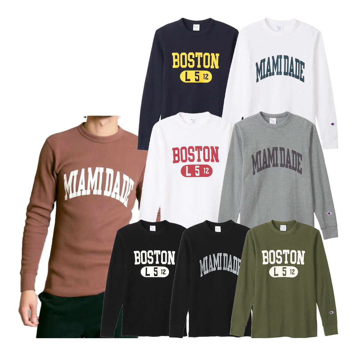 乐天商城 - チャンピオン Champion 長袖 ロングスリーブTシャツ クルーネックシャツ メンズ C3-Y422 トップス カジュアルウェア タウンユース 2023年秋冬モデル 秋冬ウェア 23FW