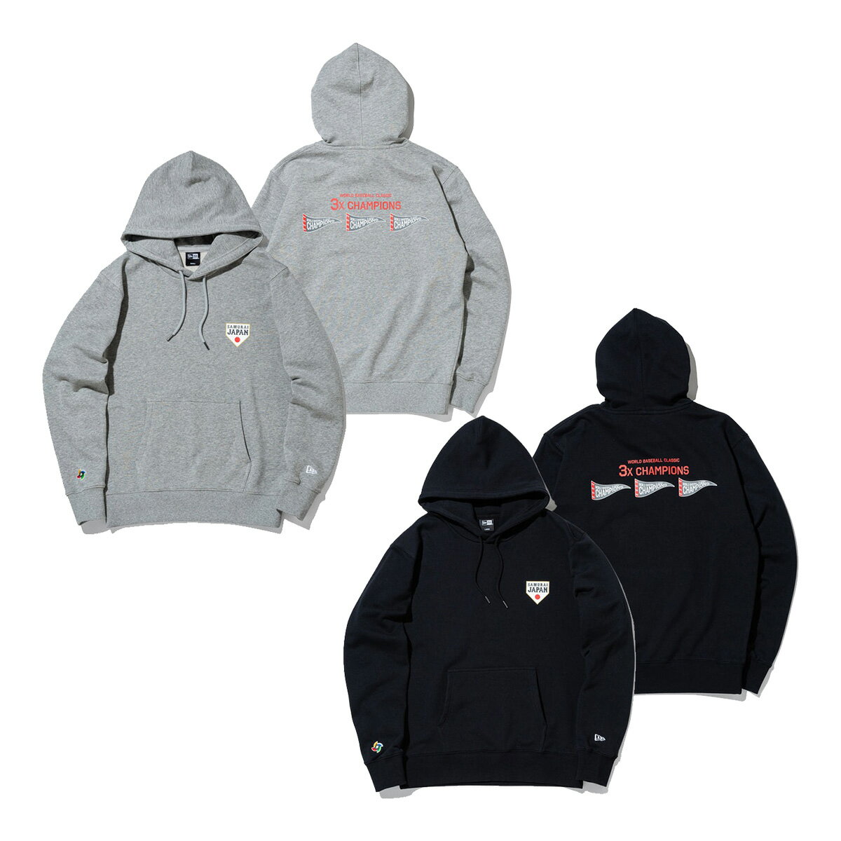 ニューエラ NEW ERA 長袖 パーカー 裏毛 スウェット プルオーバー フーディー World Baseball Classic 3X CHAMPION ユニセックス 14958121／14958122 2026年春夏モデル 春夏ウェア NEWERA メンズ レディース ワールドベースボールクラシック チャンピオン 野球 侍ジャパン