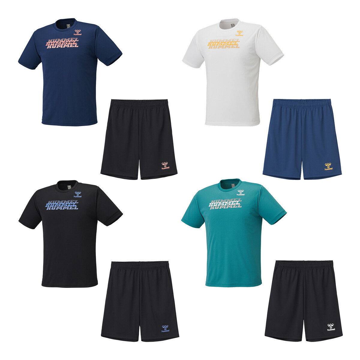 乐天商城 - ヒュンメル hummel プラクティスTスーツ 半袖Tシャツ+ハーフパンツ 上下セット セットアップ メンズ HAP1243SP スポーツ トレーニング フィットネス サッカー フットサル 練習用 部活 2026年モデル