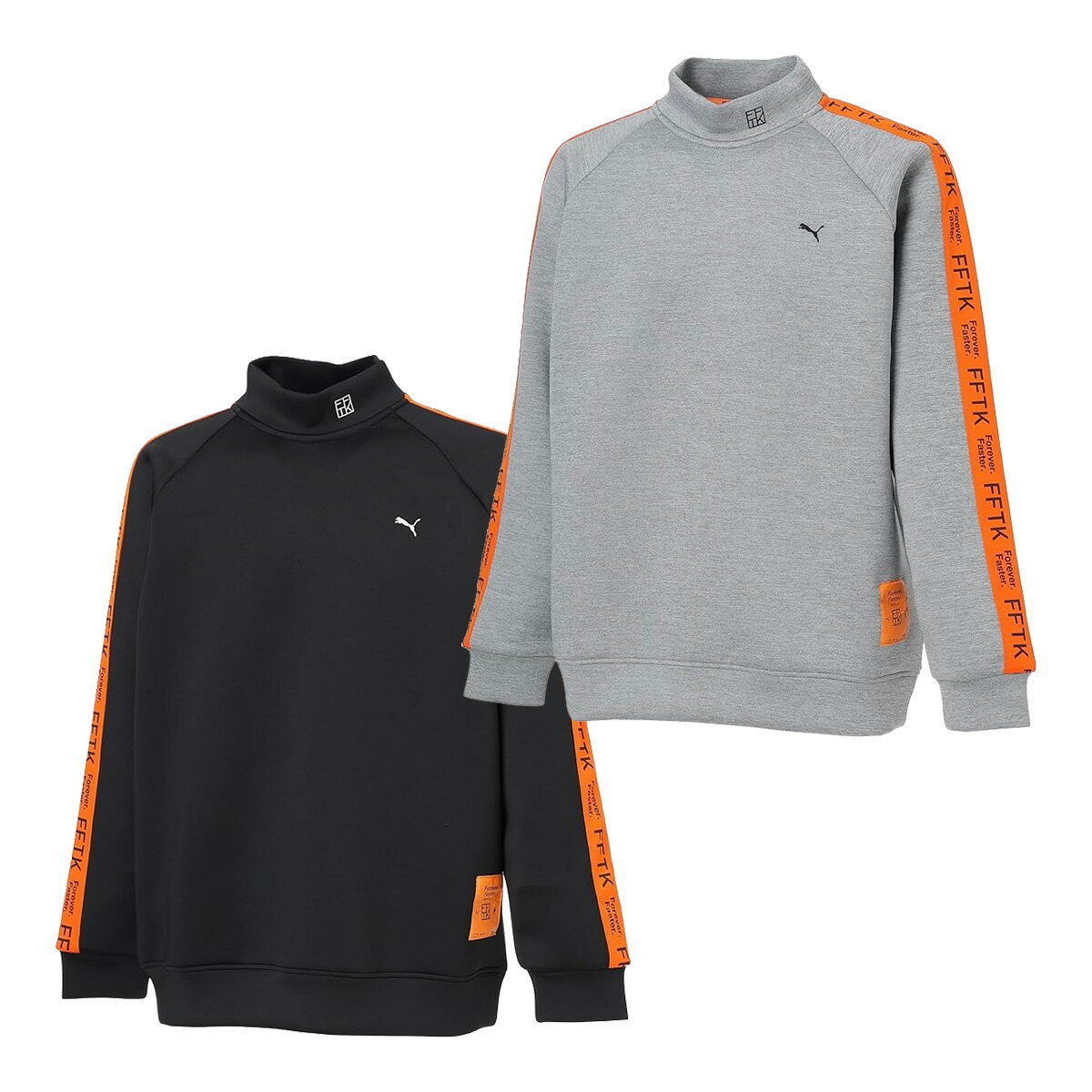 プーマ ゴルフ PUMA×FFTK ビッグラベル 長袖 モックネック シャツ TK サイドライン メンズ 633697 トップス シャツ ゴルフウェア 2025年春夏モデル PUMA GOLF FFTK ORANGE COLLECTION