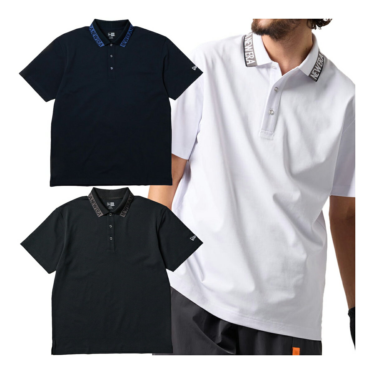 乐天商城 - ニューエラ ゴルフウェア 半袖 ポロシャツ 鹿の子 Collar Logo カラーロゴ ユニセックス 14859943／14859944／14859945 2026年春夏モデル NEW ERA NEWERA Golf トップス メンズ レディース ニューエラゴルフ