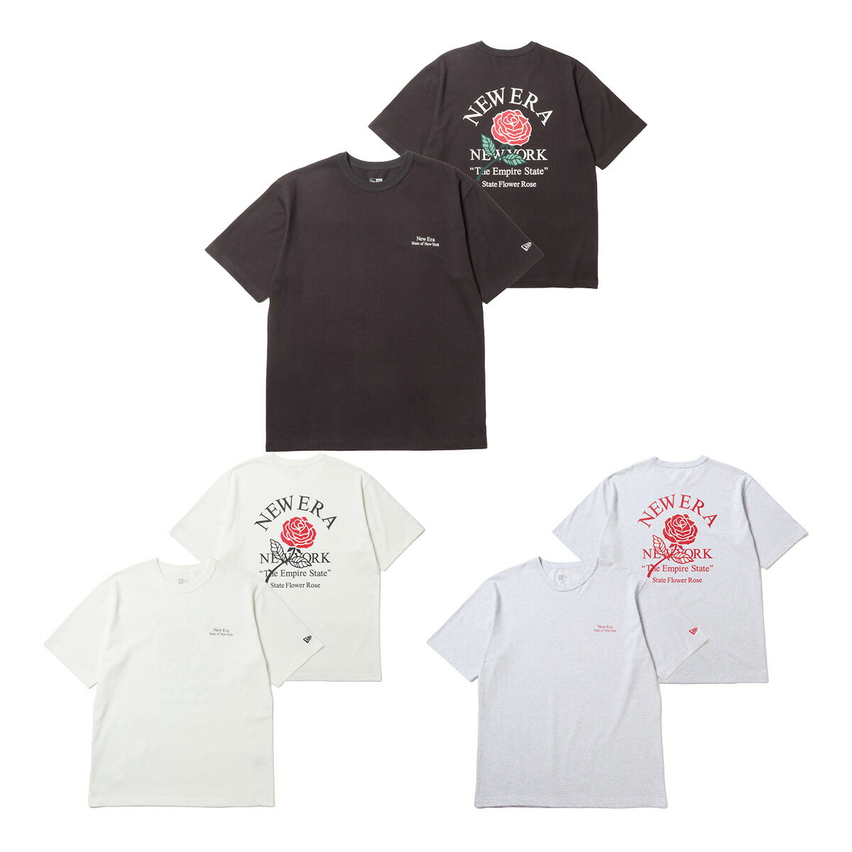 ニューエラ 半袖 ウォッシュドコットン Tシャツ ティーシャツ State Flower ユニセックス 14856626／14856627／14856628 2026年 春夏ウェア NEW ERA NEWERA メンズ レディース タウンユース カジュアル バラ 薔薇