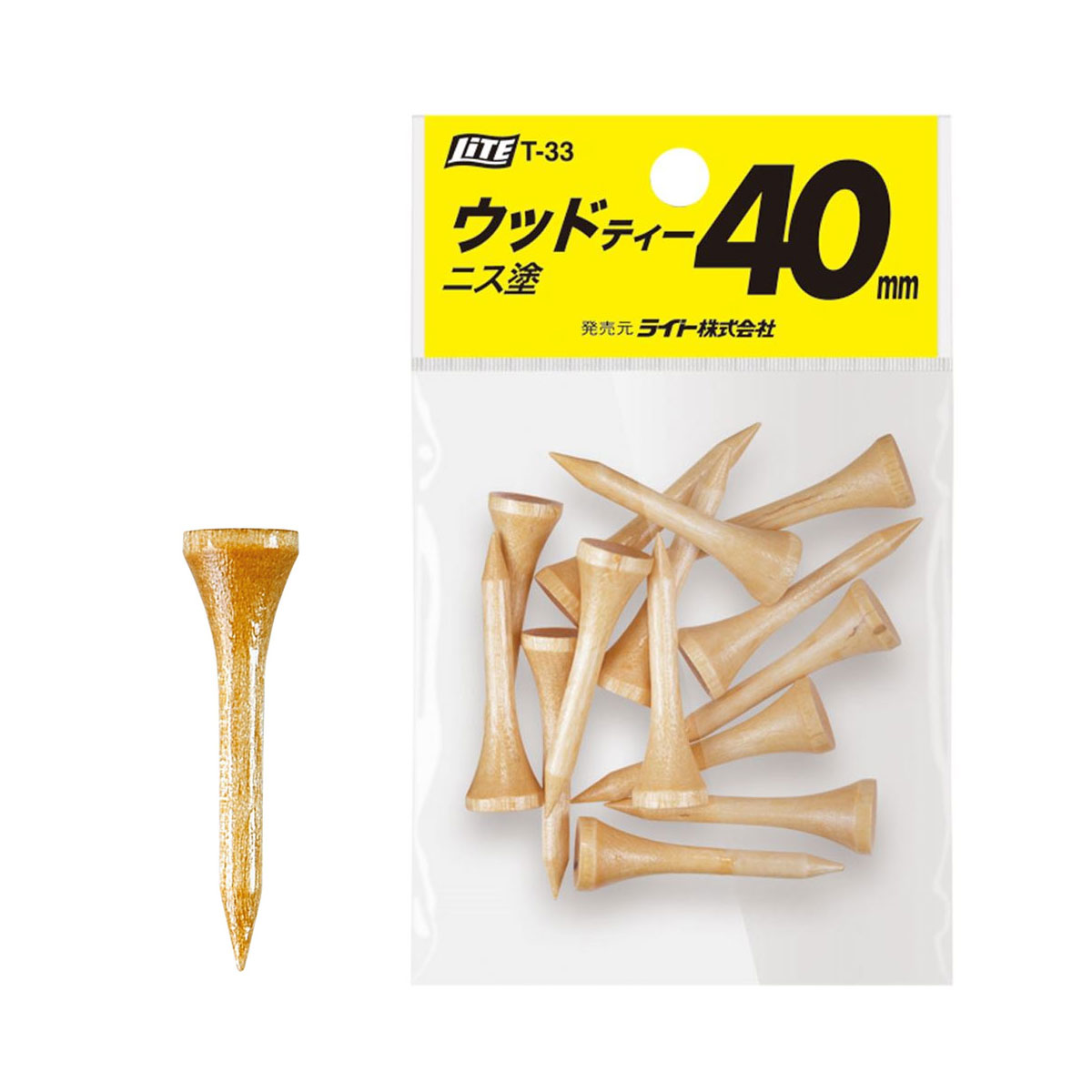 ライト ゴルフ ウッドティー40 ニス塗 ショートティー T-33 木製