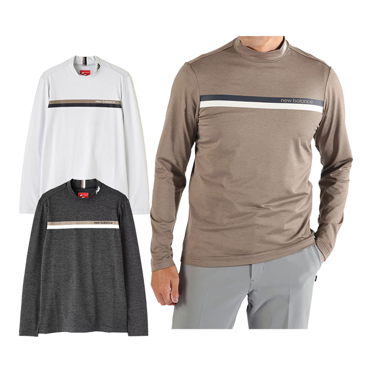 ニューバランス ゴルフ スノーノイズ柄 長袖 モックネック プルオーバー 012-4267009 ゴルフウェア トップス 2024年秋冬モデル Newbalance GOLF