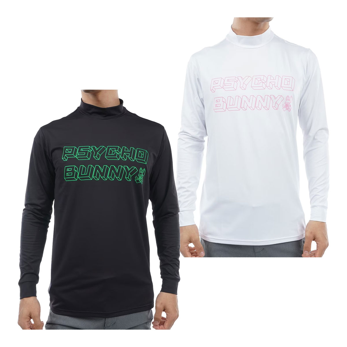 サイコバニー モックLS／ベア天 3Dロゴ モックネック 長袖 Tシャツ GF278 メンズ ゴルフウェア 2023年秋冬モデル Psycho Bunny