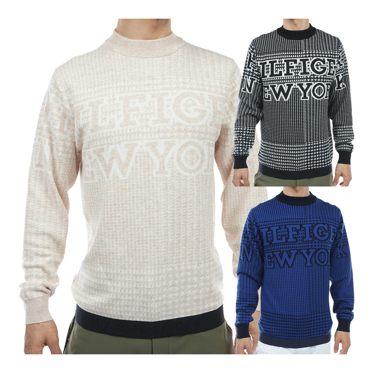 トミー ヒルフィガー ゴルフ 長袖 ハウンドトゥース クルーネックセーター ニット メンズ THMA374 ゴル..