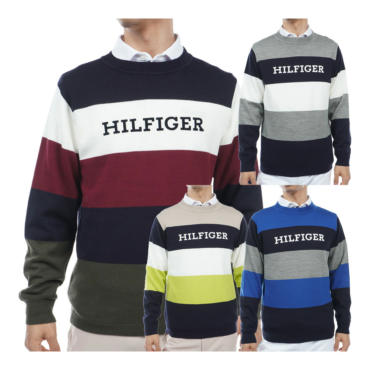 トミー ヒルフィガー ゴルフ 長袖 シグネチャーストライプ クルーネックセーター ニット メンズ THMA38..
