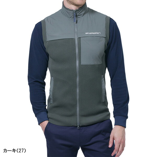 ロサーセン ベスト ワッフルニット×タフタ フルジップベスト メンズ 044-43271 アウター ゴルフウェア 2025年春夏モデル ROSASEN 春夏ウェア