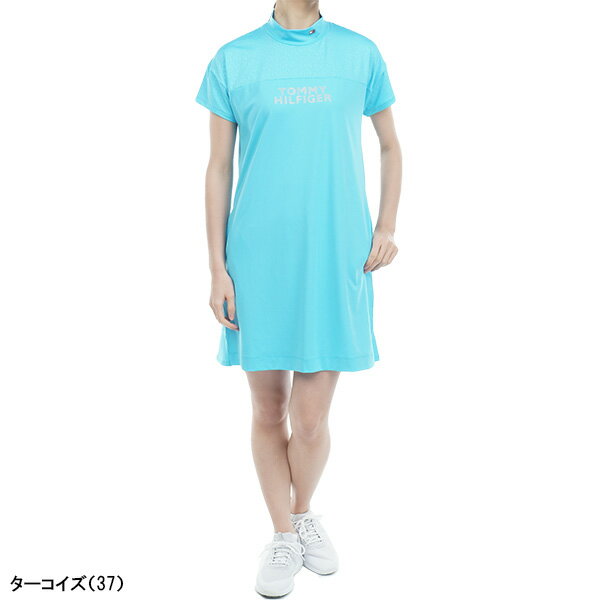 【最大6000円引きクーポン配布中】【レディース】トミー ヒルフィガー ゴルフ 半袖 ワンピース THキューブ エンボスコンビ ワンピース THLA343 ゴルフウェア 春夏モデル TOMMY HILFIGER 春夏ウェア 女性用 23SS