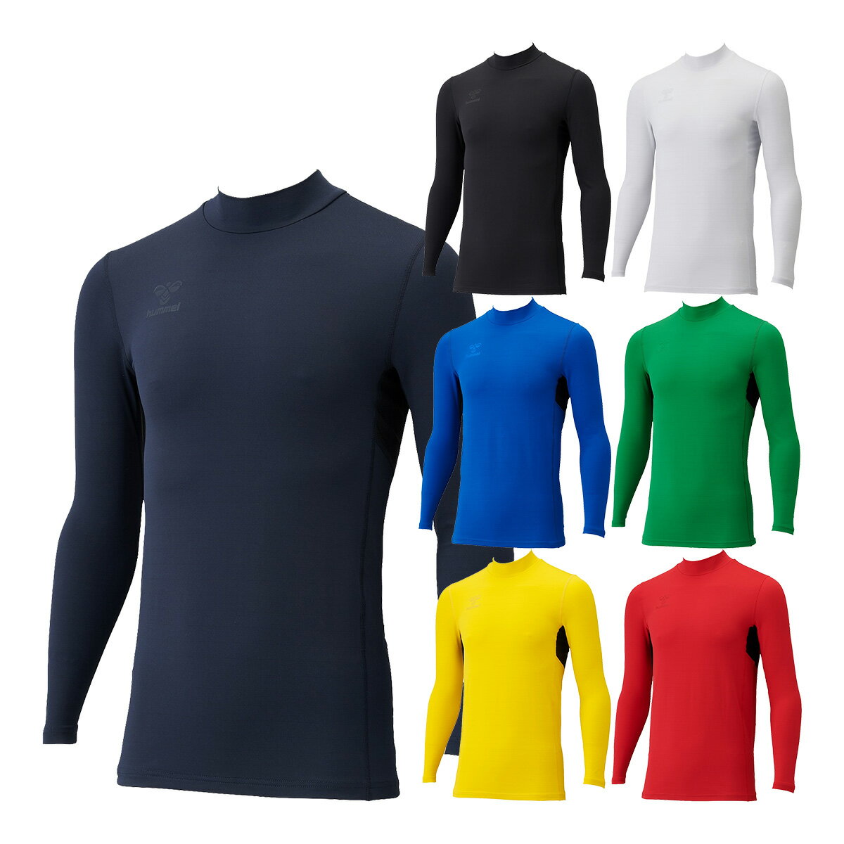 ヒュンメル hummel あったかインナー 長袖 モックネックシャツ インナーシャツ アンダーウェア メンズ HAP5164 スポーツウェア 肌着 インナーウェア アンダーシャツ 吸汗速乾 ストレッチ 保温 制電 抗菌 裏起毛 秋冬ウェア